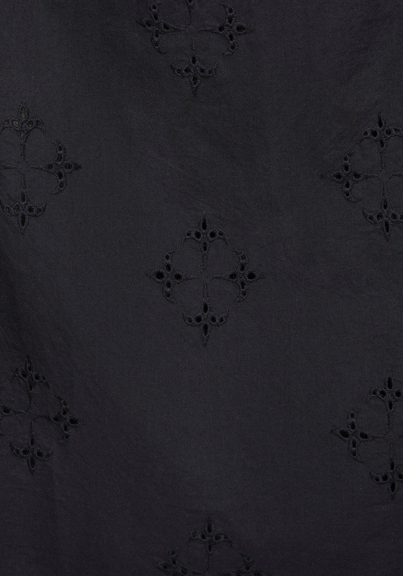 Crux Broiderie Cotton Button Up Midi Skirt