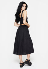 Crux Broiderie Cotton Button Up Midi Skirt