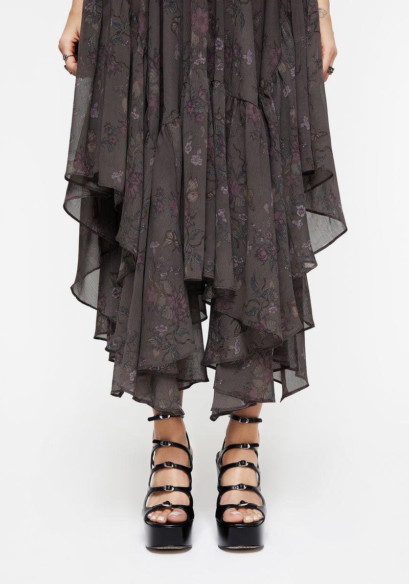 Arnora Chiffon Handkerchief Hem Midaxi Skirt