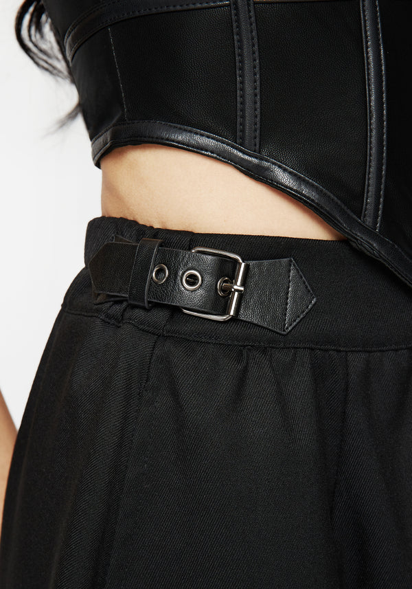 Nightingale Buckled Midi Skirt - Black