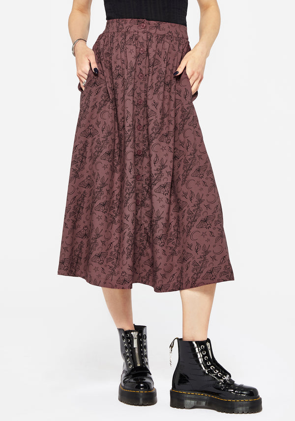 Roxana Moth Foxglove Button Down Midi Skirt