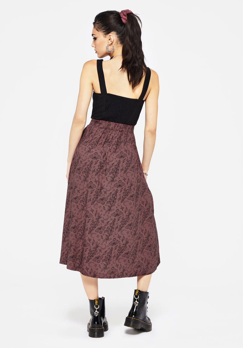 Roxana Moth Foxglove Button Down Midi Skirt