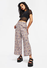 Blossom Floral Tile Printed Wide Leg Culotte Trousers