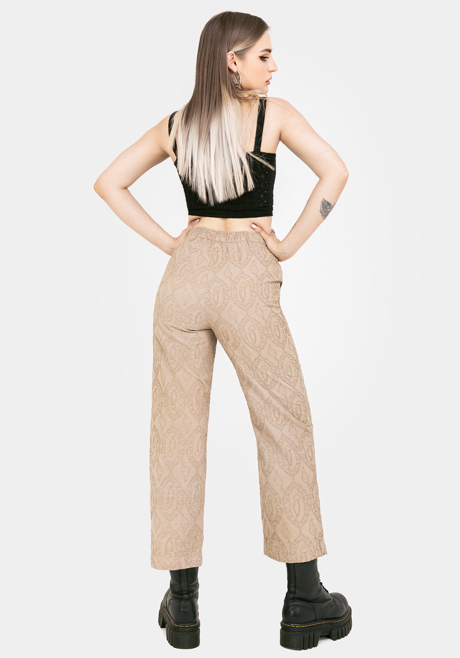Suma Cotton Textured Pull On Tapered Trouser