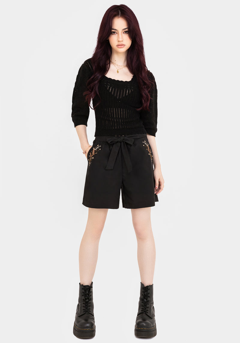 Abellona Embroidered Belted Short