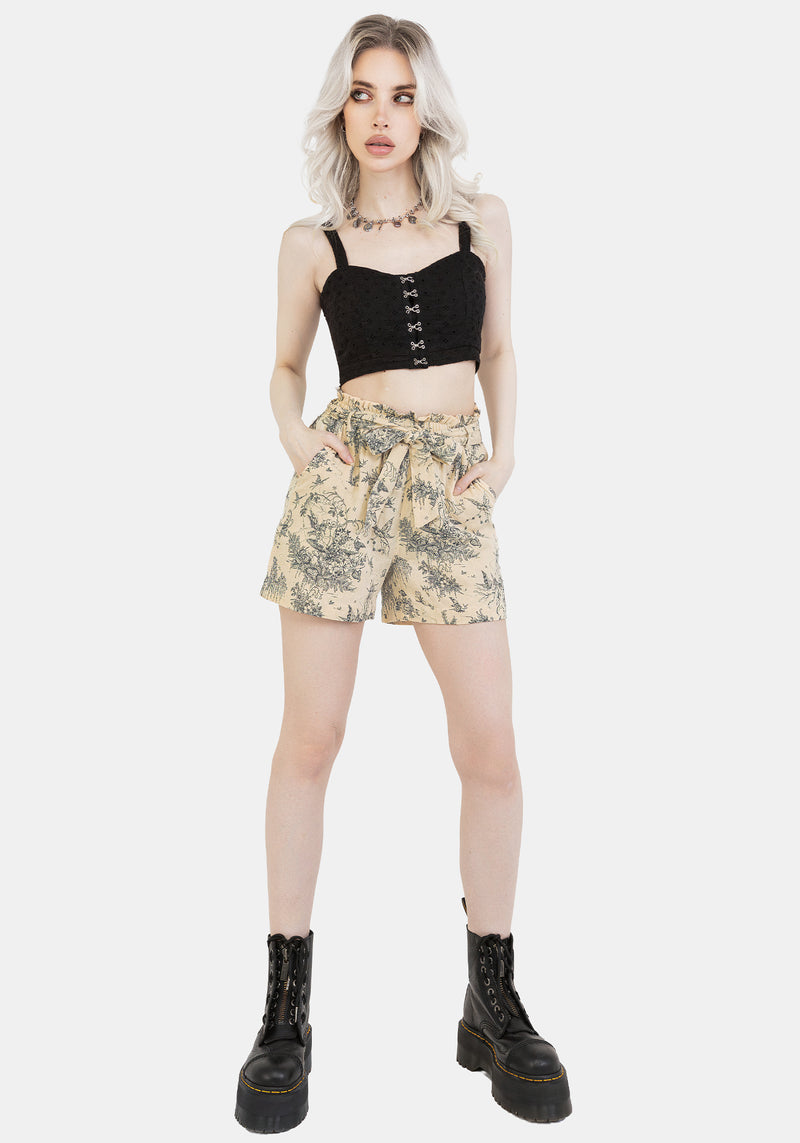 Maypole Cotton Print Paperbag Shorts