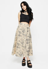 Maypole Cotton Print Button Up Midaxi Skirt