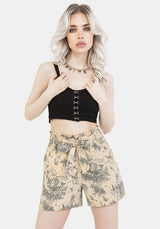 Maypole Cotton Print Paperbag Shorts