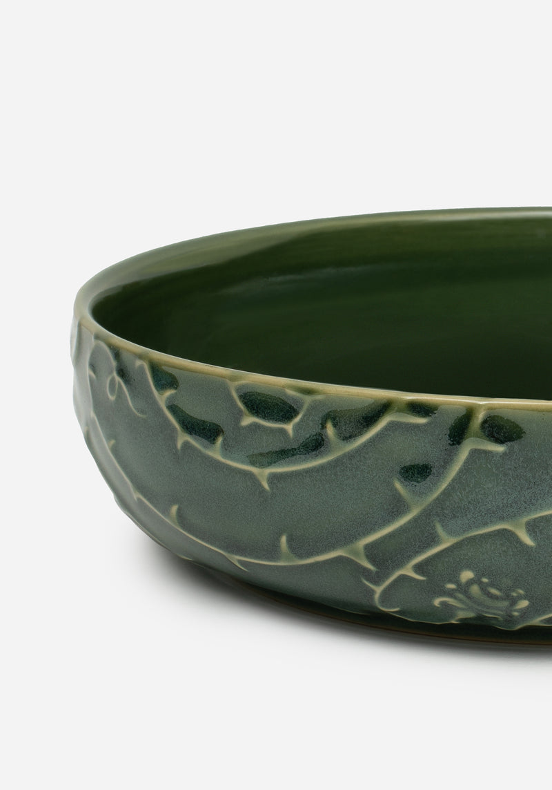 Rosethorn Floral Embossed Pasta Bowl  (4 Piece Set)