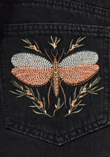 Griffinfly Embroidered Distressed Denim Shorts