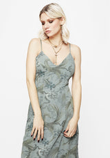 Sapphira Dragon Print Chiffon Midaxi Slip Dress