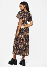 Pixie Floral Print Tie Front Maxi Dress