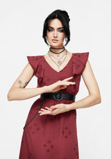 Crux Broderie Cotton V-Neck Frill Maxi Dress