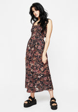 Bashe Cotton Floral Snake Print Midaxi Dress