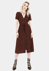 Annabel Raven Print Button Up Midi Dress - Rust