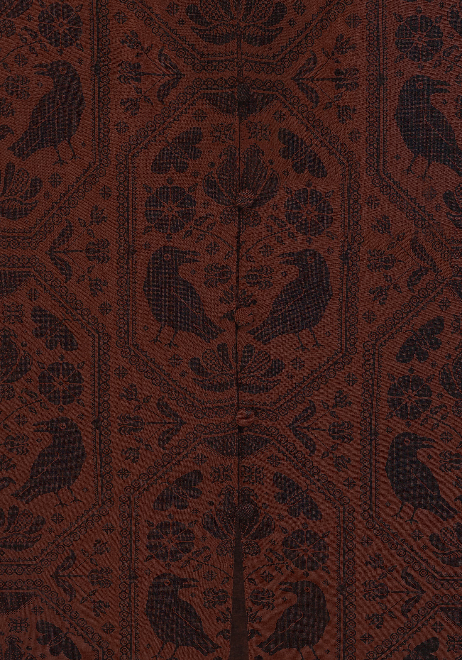 Annabel Raven Print Button Up Midi Dress - Rust