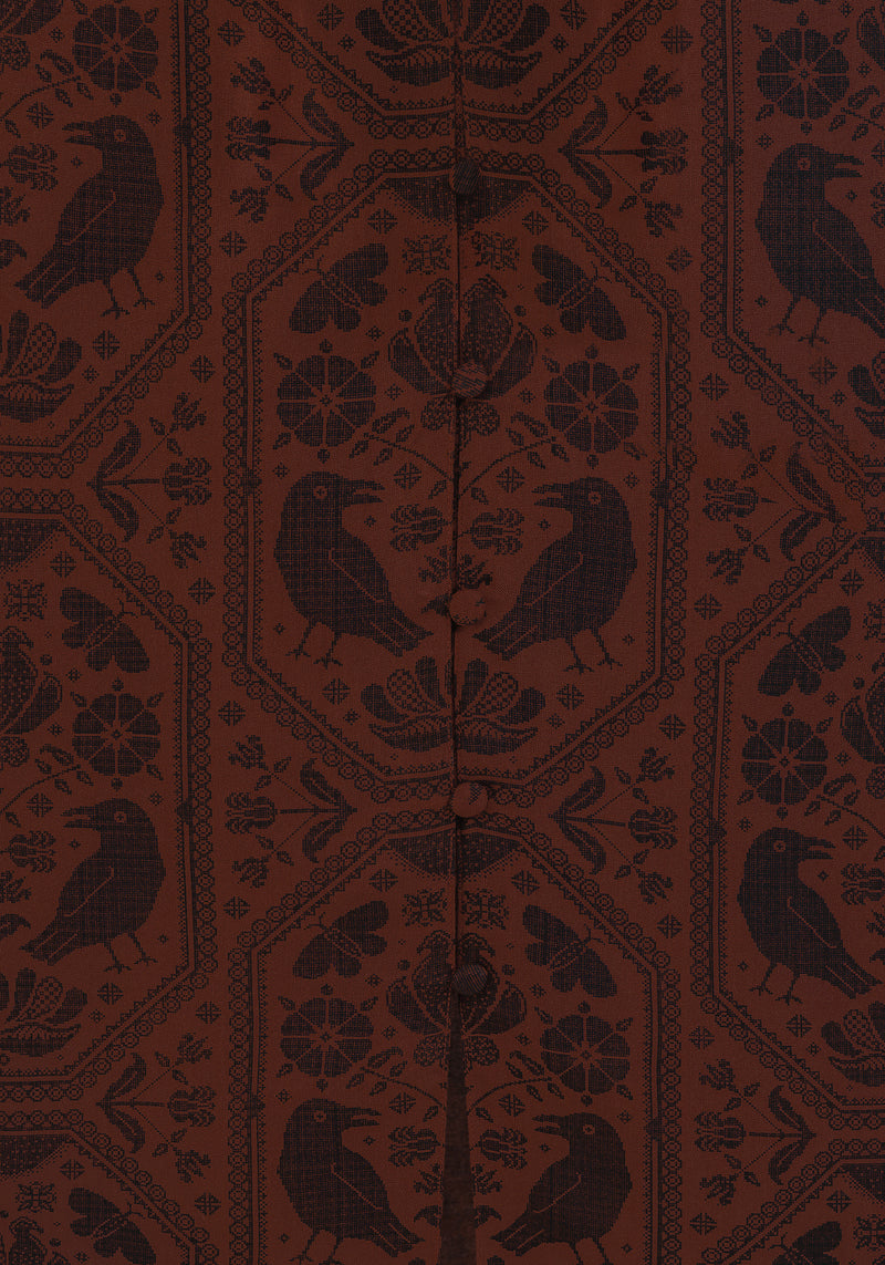 Annabel Raven Print Button Up Midi Dress - Rust