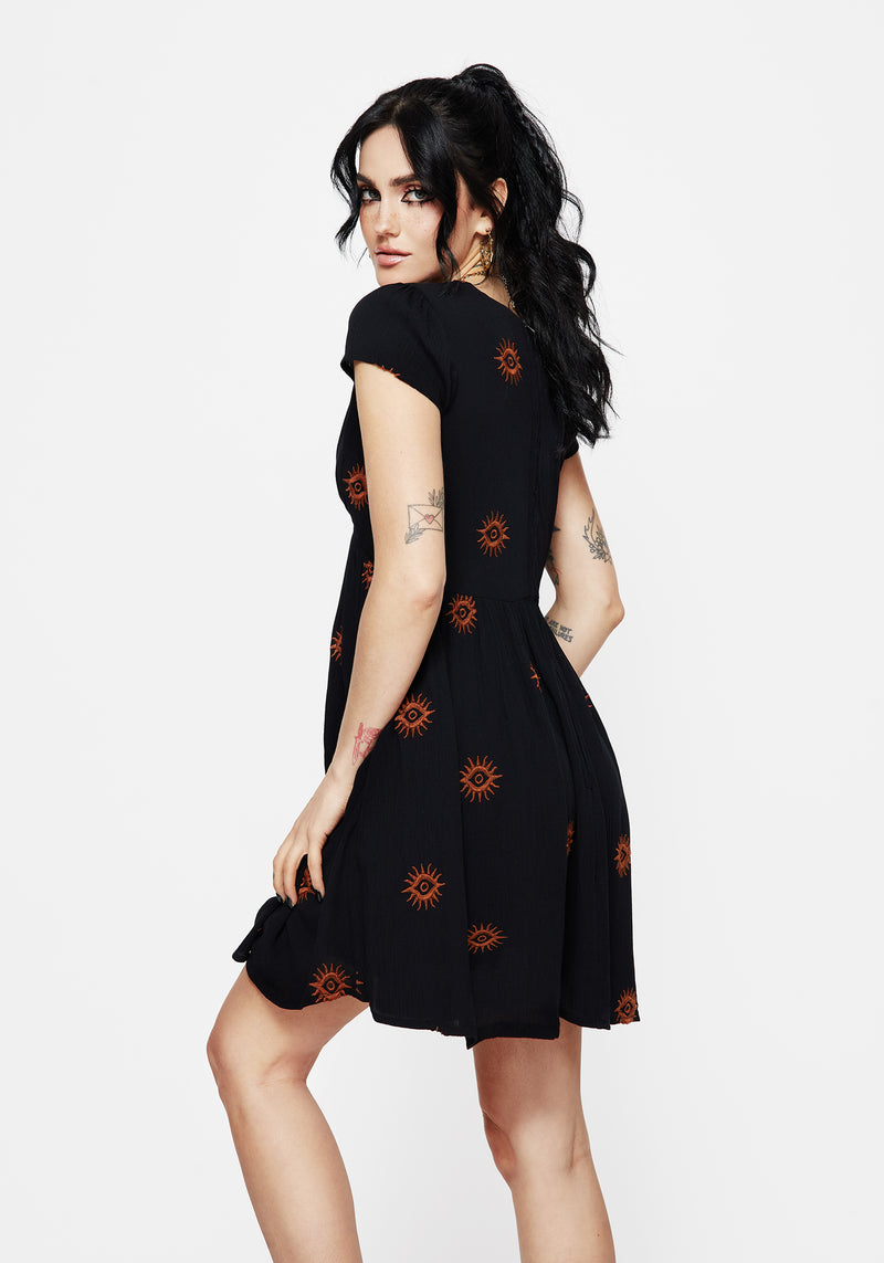 Solstice Embroidered Smock Mini Dress