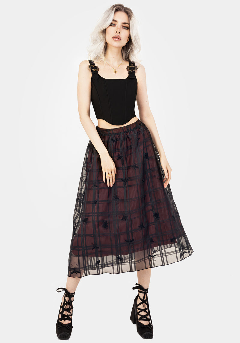 Sedona Organza Check Embroidered Midaxi Skirt