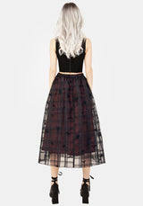 Sedona Organza Check Embroidered Midaxi Skirt