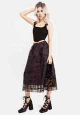 Sedona Organza Check Embroidered Midaxi Skirt