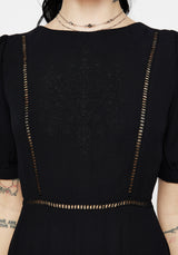 Blessing Puff Sleeve Tie Back Midi Dress