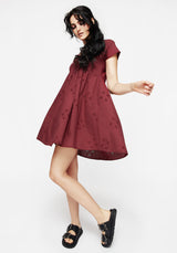 Crux Broderie Cotton Smock Mini Dress - Red