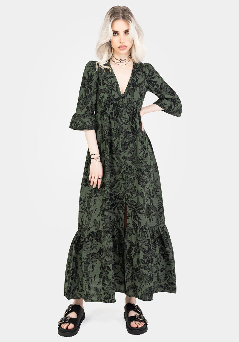 Bashe Cotton Maxi Over Dress - Green