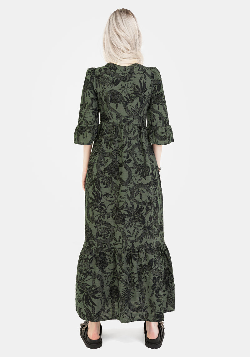 Bashe Cotton Maxi Over Dress - Green