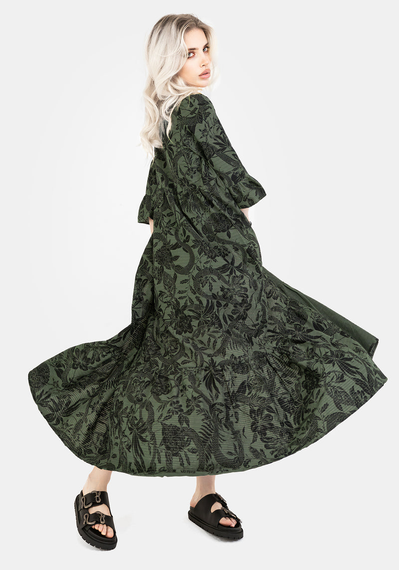 Bashe Cotton Maxi Over Dress - Green