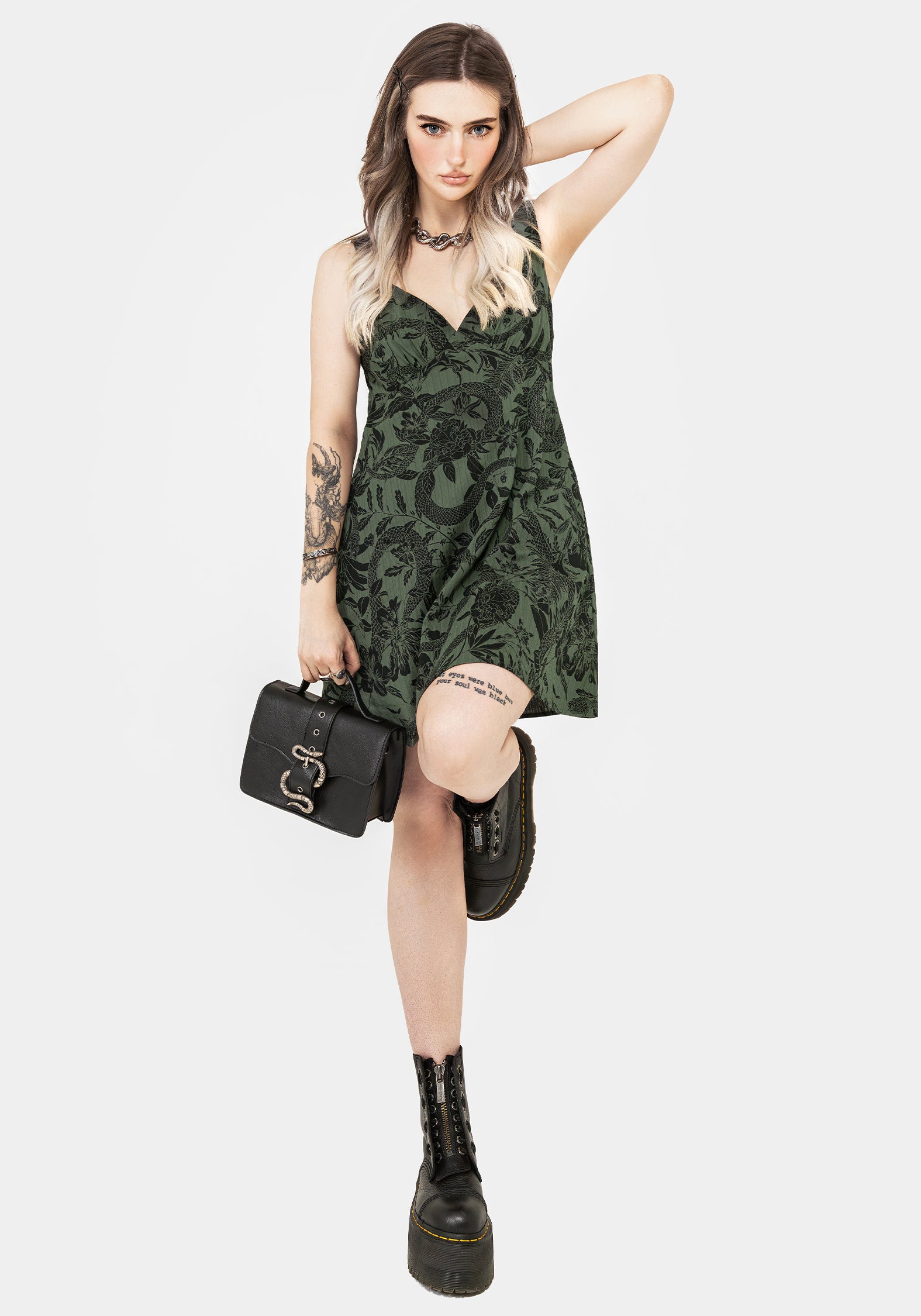 Bashe Cotton Mini Sun Dress - Green