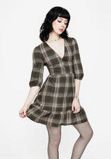 Clara Cotton Check Tiered Mini Smock Dress