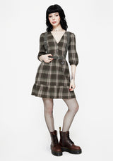 Clara Cotton Check Tiered Mini Smock Dress