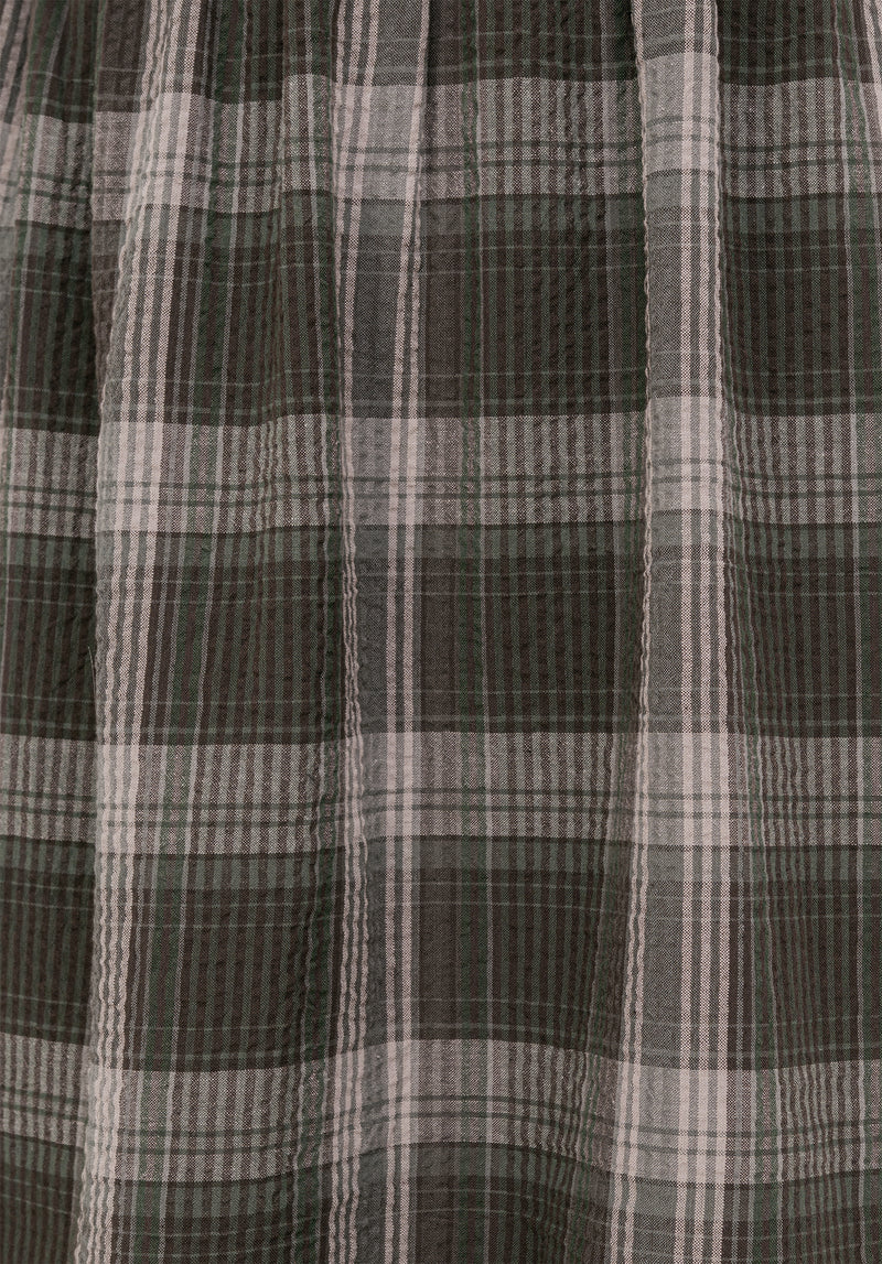 Clara Cotton Check Sleeveless Tiered Smock Midi Dress