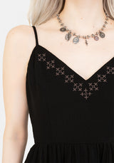 Damara Embroidered Cotton Hanky Hem Midaxi Dress