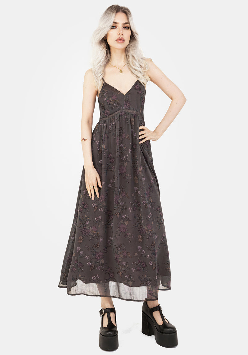 Arnora Chiffon Lace Insert Cami Midaxi Dress