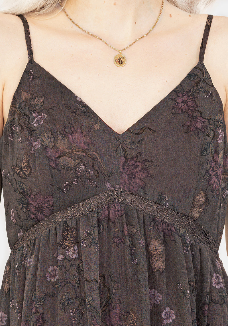 Arnora Chiffon Lace Insert Cami Midaxi Dress