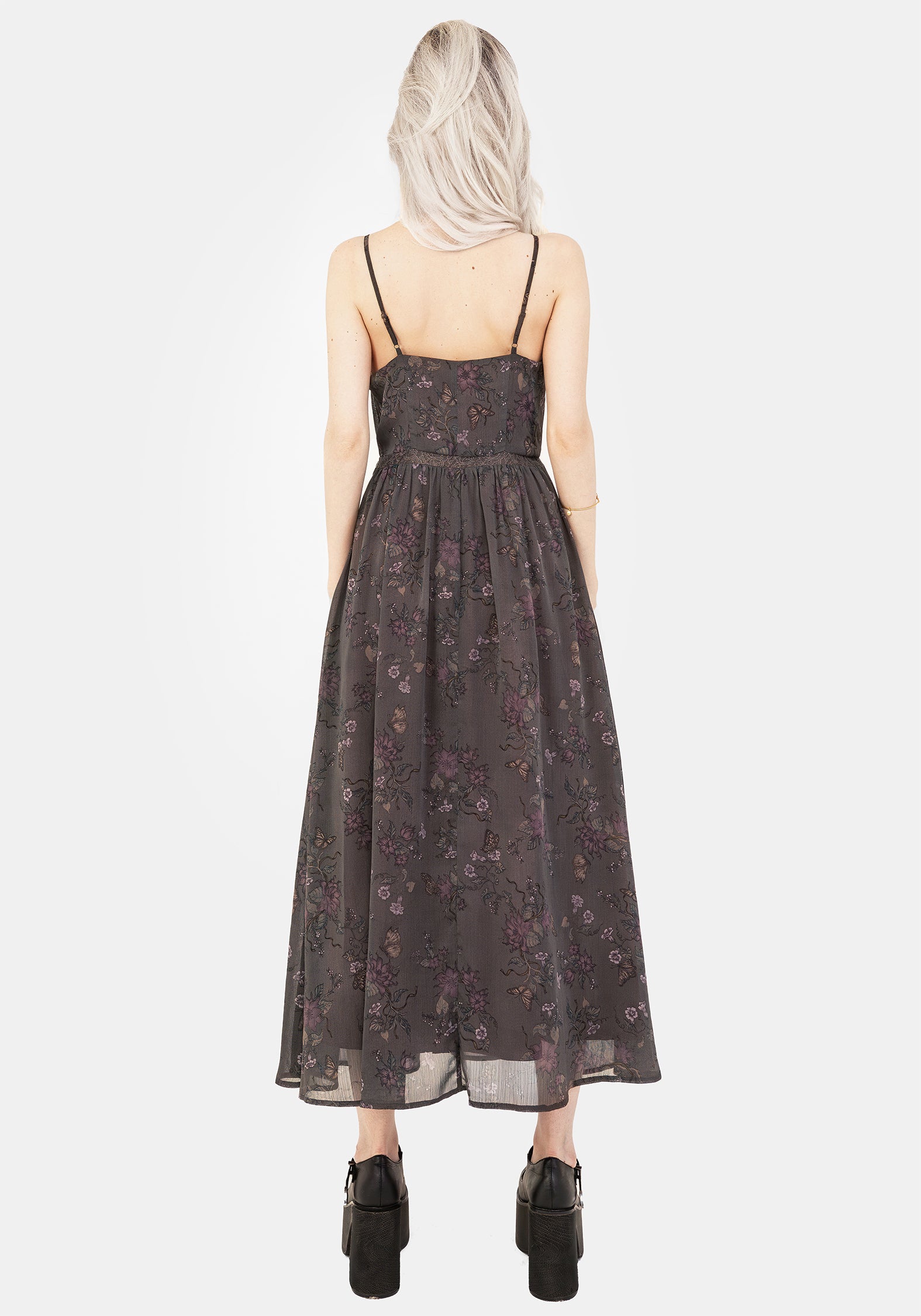 Arnora Chiffon Lace Insert Cami Midaxi Dress