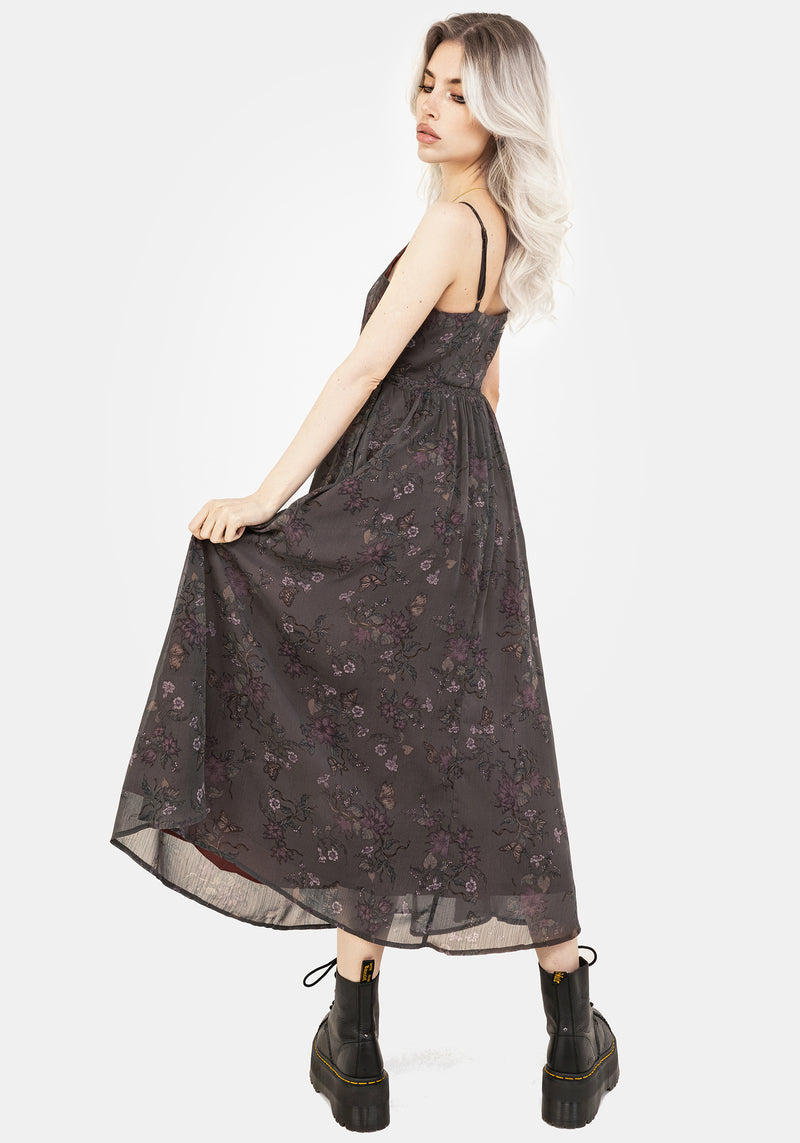 Arnora Chiffon Lace Insert Cami Midaxi Dress