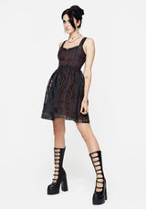 Sedona Organza Check Embroidered Mini Dress