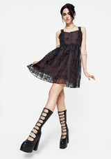 Sedona Organza Check Embroidered Mini Dress