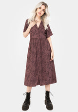 Roxana Moth Foxglove Button Down Midi Shirt Dress