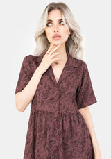 Roxana Moth Foxglove Button Down Midi Shirt Dress