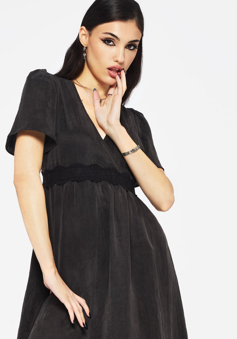 Maeve Lyocell Blend Lace Detail Maxi Dress