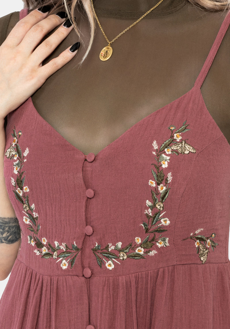 Abundance Cotton Floral Embroidered Bodice Cami Midaxi Dress