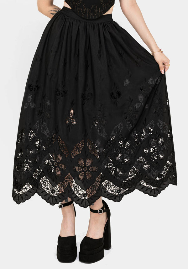 Maple Broderie Hem Maxi Skirt