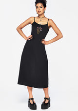 Despair Cotton Thistle Embroidered Cami Tie Back Midi Dress