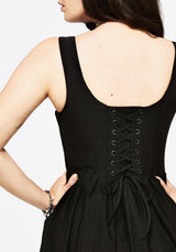 Despair Thistle Embroidered Corset Bodice Pleated Mini Dress