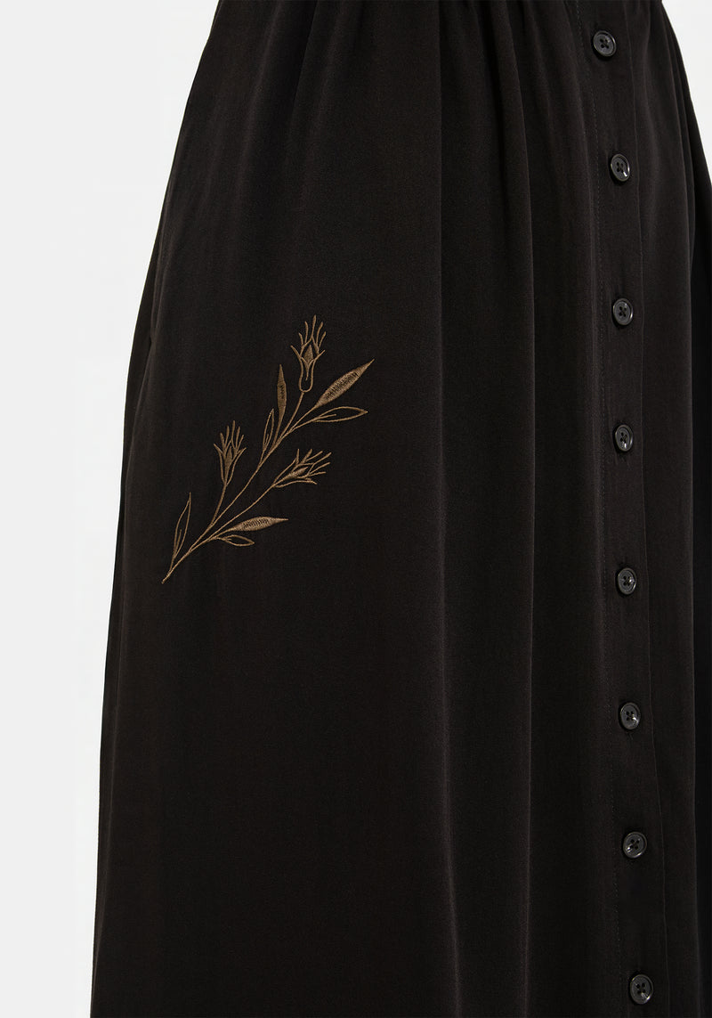 Hester Embroidered Button Up Midi Shirt Dress