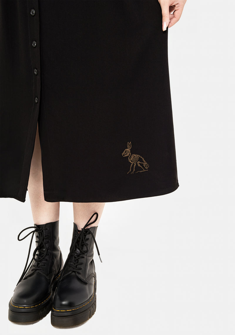 Hester Embroidered Button Up Midi Shirt Dress
